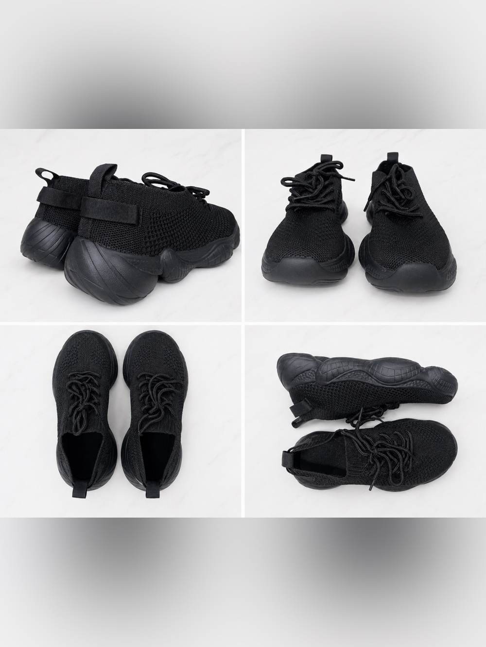 SHEIN Black Knit Slip-On Platform Sneakers